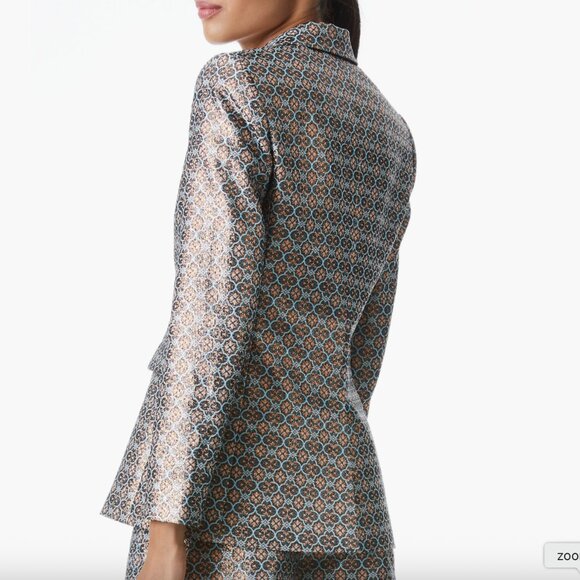 Alice + Olivia Macey Metallic Satin Jacquard Blazer NWT Size 4 - Picture 2 of 10